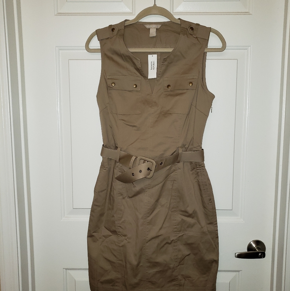 Kaki belted spandex dress 4/6